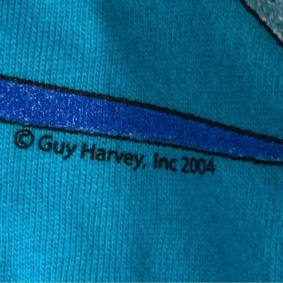 Guy Harvey Women`s Blue Marlins Fish Graphic Short Sleeve T-Shirt Large Double - Picture 5 of 7